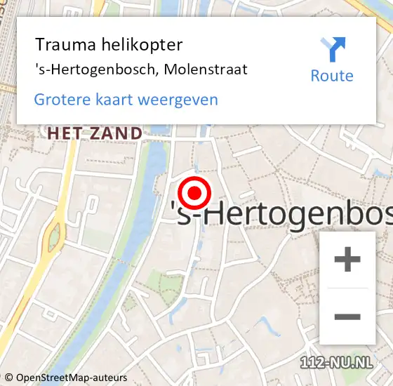 Locatie op kaart van de 112 melding: Trauma helikopter 's-Hertogenbosch, Molenstraat op 11 mei 2024 21:29