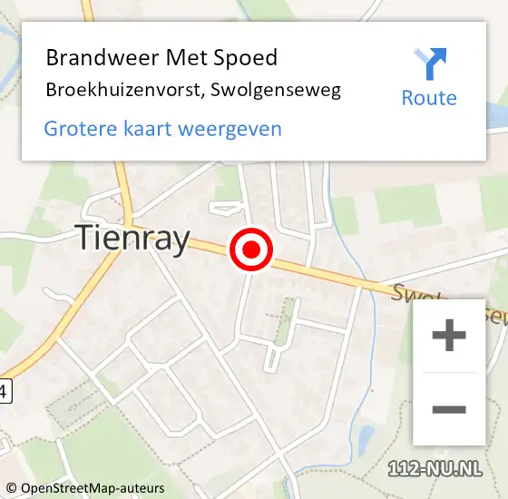 Locatie op kaart van de 112 melding: Brandweer Met Spoed Naar Broekhuizenvorst, Swolgenseweg op 11 mei 2024 21:39