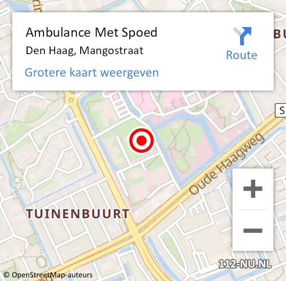 Locatie op kaart van de 112 melding: Ambulance Met Spoed Naar Den Haag, Mangostraat op 11 mei 2024 21:40