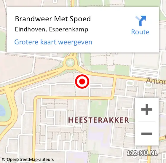 Locatie op kaart van de 112 melding: Brandweer Met Spoed Naar Eindhoven, Esperenkamp op 11 mei 2024 21:41