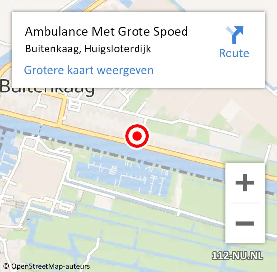 Locatie op kaart van de 112 melding: Ambulance Met Grote Spoed Naar Buitenkaag, Huigsloterdijk op 11 mei 2024 21:44