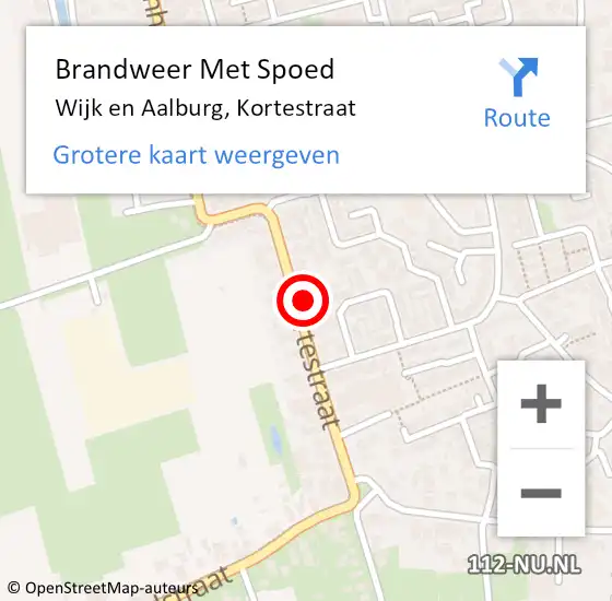 Locatie op kaart van de 112 melding: Brandweer Met Spoed Naar Wijk en Aalburg, Kortestraat op 11 mei 2024 21:52