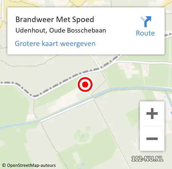 Locatie op kaart van de 112 melding: Brandweer Met Spoed Naar Udenhout, Oude Bosschebaan op 11 mei 2024 22:00
