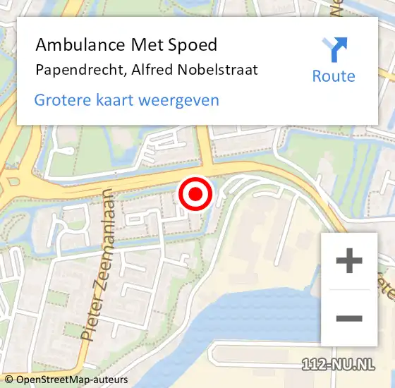 Locatie op kaart van de 112 melding: Ambulance Met Spoed Naar Papendrecht, Alfred Nobelstraat op 11 mei 2024 22:09