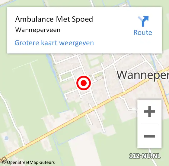Locatie op kaart van de 112 melding: Ambulance Met Spoed Naar Wanneperveen op 11 mei 2024 22:13
