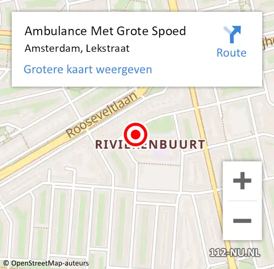 Locatie op kaart van de 112 melding: Ambulance Met Grote Spoed Naar Amsterdam, Lekstraat op 11 mei 2024 22:15