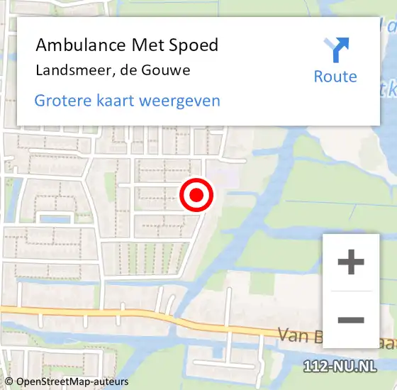 Locatie op kaart van de 112 melding: Ambulance Met Spoed Naar Landsmeer, de Gouwe op 11 mei 2024 22:22