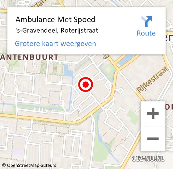 Locatie op kaart van de 112 melding: Ambulance Met Spoed Naar 's-Gravendeel, Roterijstraat op 11 mei 2024 22:22