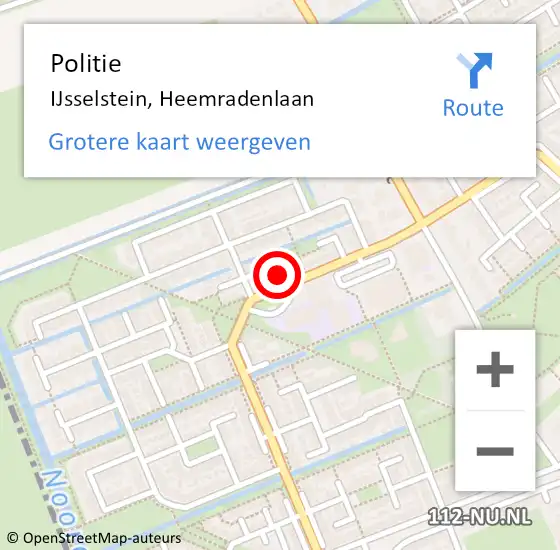 Locatie op kaart van de 112 melding: Politie IJsselstein, Heemradenlaan op 11 mei 2024 22:23