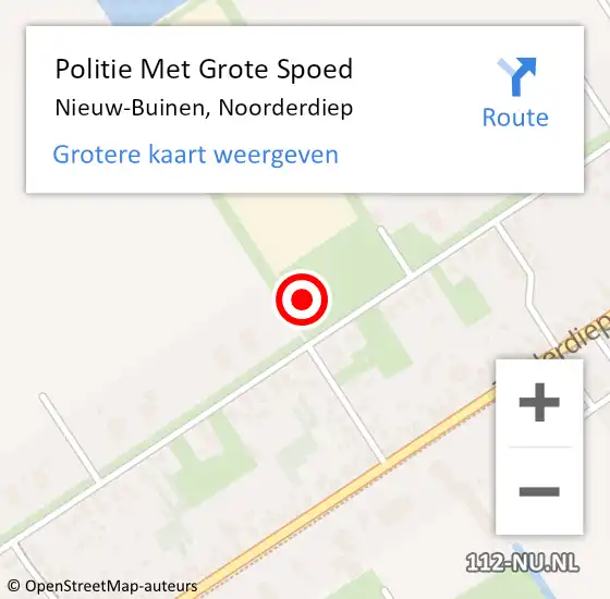 Locatie op kaart van de 112 melding: Politie Met Grote Spoed Naar Nieuw-Buinen, Noorderdiep op 11 mei 2024 22:25