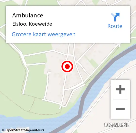 Locatie op kaart van de 112 melding: Ambulance Elsloo, Koeweide op 5 oktober 2014 15:04