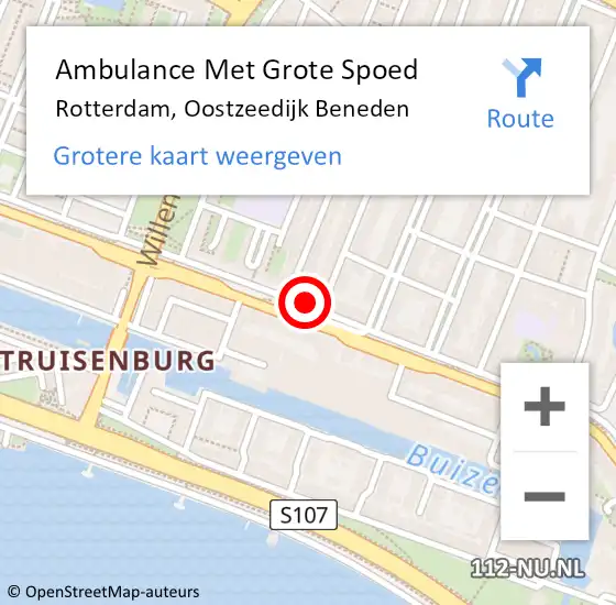 Locatie op kaart van de 112 melding: Ambulance Met Grote Spoed Naar Rotterdam, Oostzeedijk Beneden op 11 mei 2024 22:46