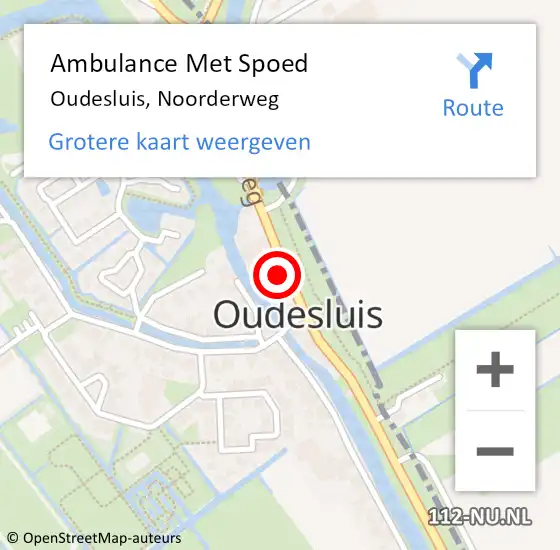 Locatie op kaart van de 112 melding: Ambulance Met Spoed Naar Oudesluis, Noorderweg op 11 mei 2024 22:55