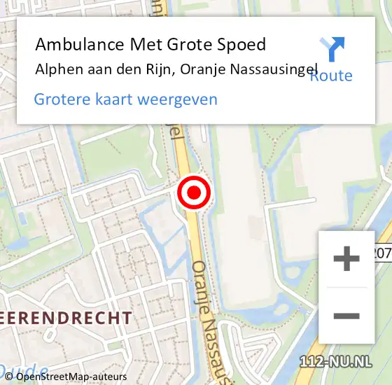 Locatie op kaart van de 112 melding: Ambulance Met Grote Spoed Naar Alphen aan den Rijn, Oranje Nassausingel op 11 mei 2024 23:03