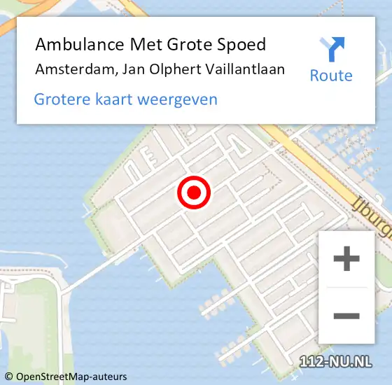 Locatie op kaart van de 112 melding: Ambulance Met Grote Spoed Naar Amsterdam, Jan Olphert Vaillantlaan op 11 mei 2024 23:05