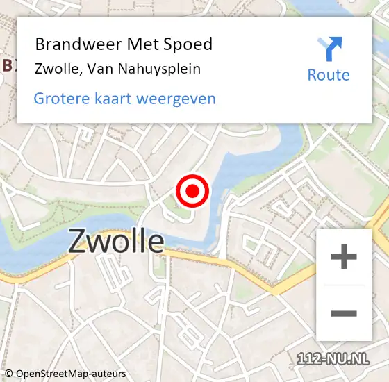 Locatie op kaart van de 112 melding: Brandweer Met Spoed Naar Zwolle, Van Nahuysplein op 11 mei 2024 23:08