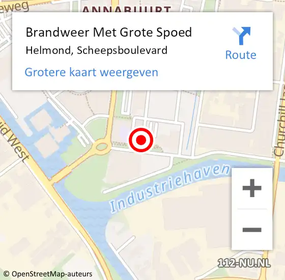 Locatie op kaart van de 112 melding: Brandweer Met Grote Spoed Naar Helmond, Scheepsboulevard op 11 mei 2024 23:09