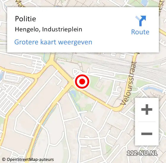 Locatie op kaart van de 112 melding: Politie Hengelo, Industrieplein op 11 mei 2024 23:12