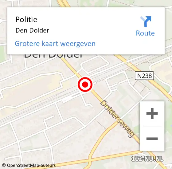 Locatie op kaart van de 112 melding: Politie Den Dolder op 5 oktober 2014 15:11