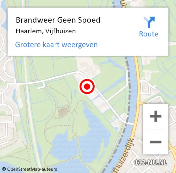 Locatie op kaart van de 112 melding: Brandweer Geen Spoed Naar Haarlem, Vijfhuizen op 11 mei 2024 23:43