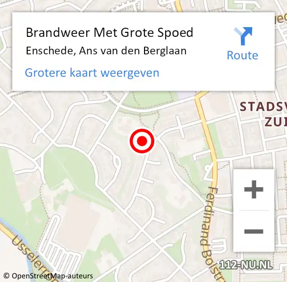 Locatie op kaart van de 112 melding: Brandweer Met Grote Spoed Naar Enschede, Ans van den Berglaan op 11 mei 2024 23:44