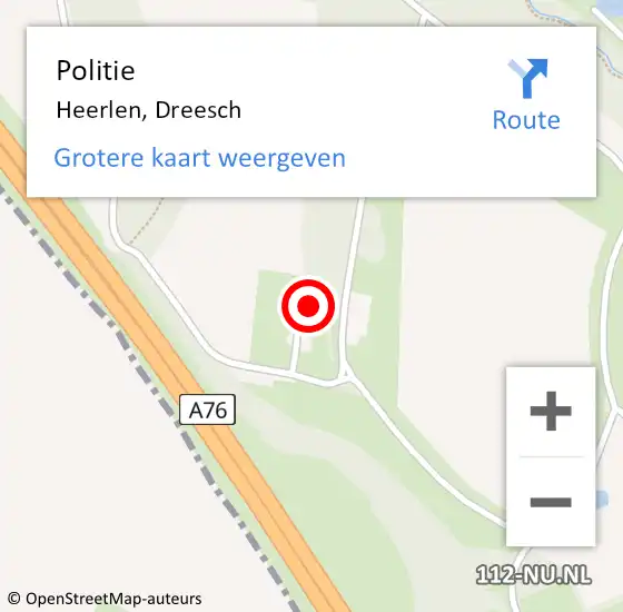 Locatie op kaart van de 112 melding: Politie Heerlen, Dreesch op 11 mei 2024 23:49