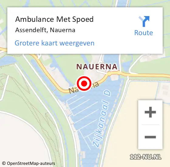 Locatie op kaart van de 112 melding: Ambulance Met Spoed Naar Assendelft, Nauerna op 12 mei 2024 00:01