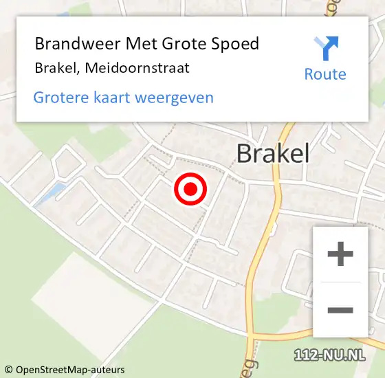 Locatie op kaart van de 112 melding: Brandweer Met Grote Spoed Naar Brakel, Meidoornstraat op 12 mei 2024 00:25