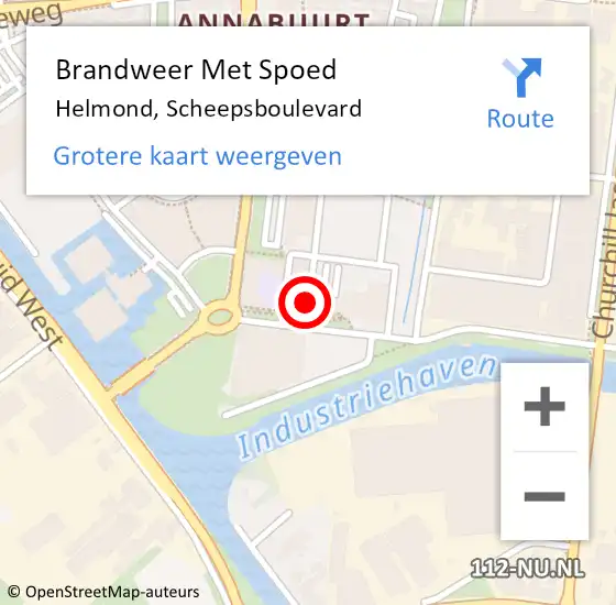 Locatie op kaart van de 112 melding: Brandweer Met Spoed Naar Helmond, Scheepsboulevard op 12 mei 2024 00:29