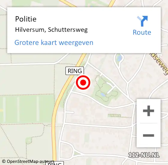 Locatie op kaart van de 112 melding: Politie Hilversum, Schuttersweg op 12 mei 2024 00:33