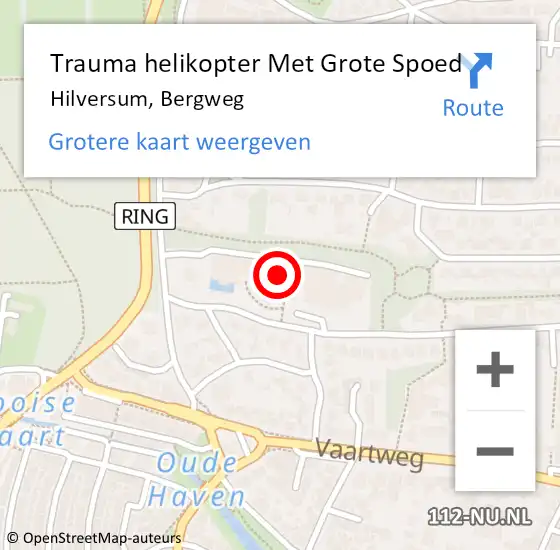 Locatie op kaart van de 112 melding: Trauma helikopter Met Grote Spoed Naar Hilversum, Bergweg op 12 mei 2024 00:35