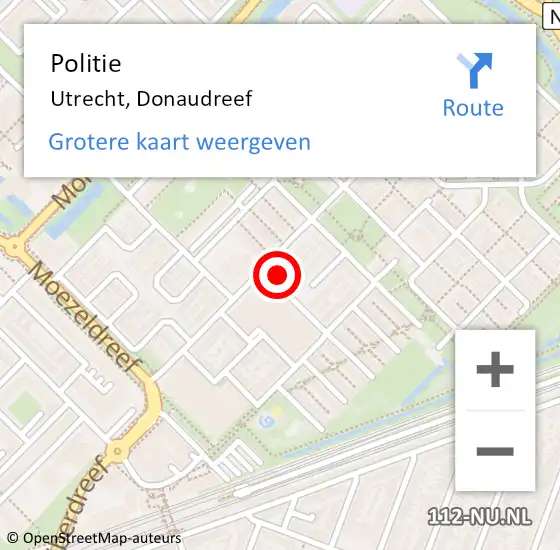 Locatie op kaart van de 112 melding: Politie Utrecht, Donaudreef op 12 mei 2024 00:41