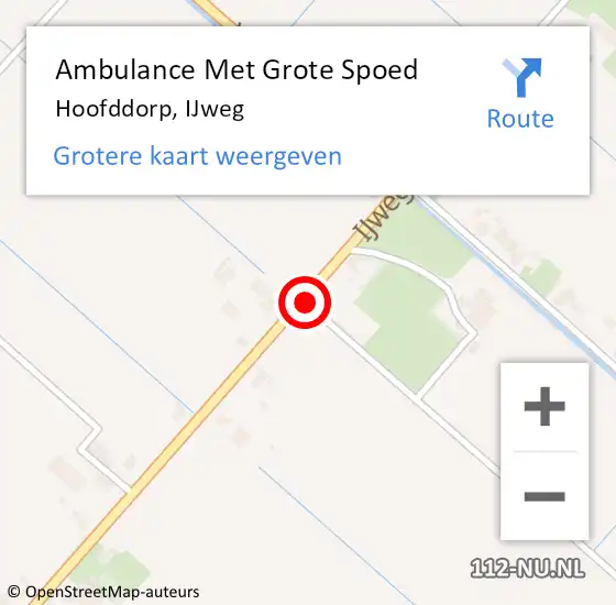 Locatie op kaart van de 112 melding: Ambulance Met Grote Spoed Naar Hoofddorp, IJweg op 12 mei 2024 00:46