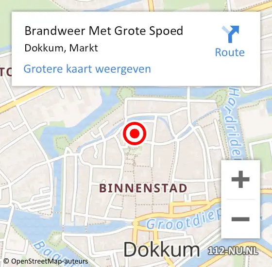 Locatie op kaart van de 112 melding: Brandweer Met Grote Spoed Naar Dokkum, Markt op 12 mei 2024 00:48