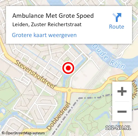 Locatie op kaart van de 112 melding: Ambulance Met Grote Spoed Naar Leiden, Zuster Reichertstraat op 12 mei 2024 00:55