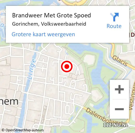 Locatie op kaart van de 112 melding: Brandweer Met Grote Spoed Naar Gorinchem, Volksweerbaarheid op 12 mei 2024 00:55