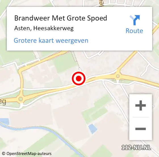 Locatie op kaart van de 112 melding: Brandweer Met Grote Spoed Naar Asten, Heesakkerweg op 12 mei 2024 01:05