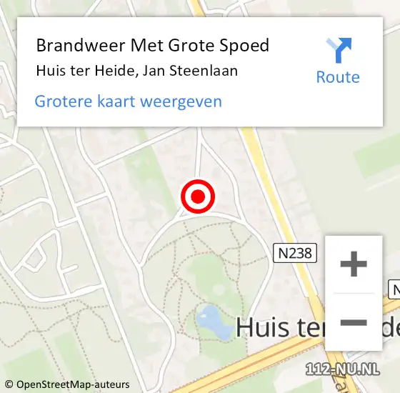 Locatie op kaart van de 112 melding: Brandweer Met Grote Spoed Naar Huis ter Heide, Jan Steenlaan op 12 mei 2024 01:12