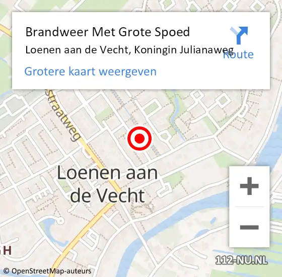 Locatie op kaart van de 112 melding: Brandweer Met Grote Spoed Naar Loenen aan de Vecht, Koningin Julianaweg op 12 mei 2024 01:20