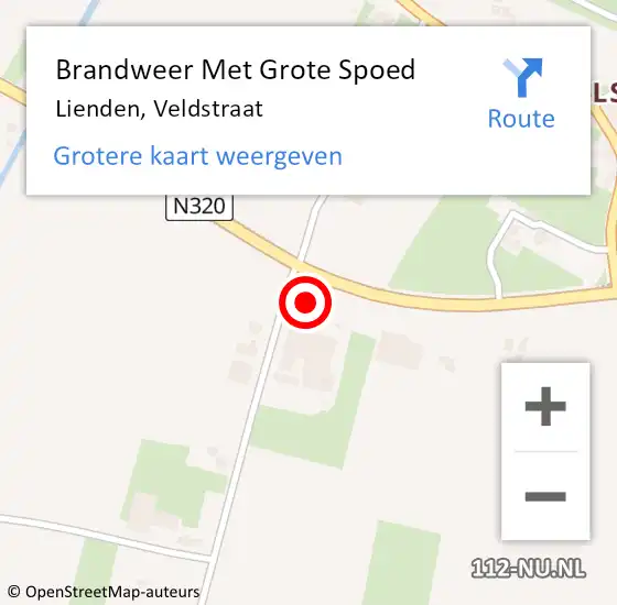 Locatie op kaart van de 112 melding: Brandweer Met Grote Spoed Naar Lienden, Veldstraat op 12 mei 2024 01:25