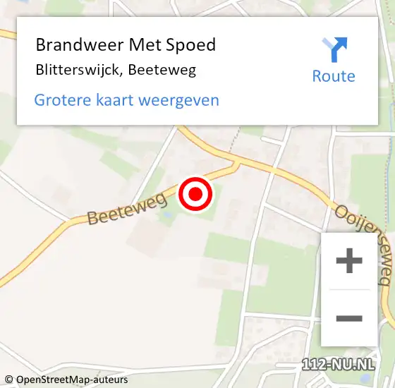 Locatie op kaart van de 112 melding: Brandweer Met Spoed Naar Blitterswijck, Beeteweg op 12 mei 2024 01:39