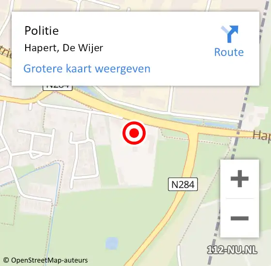 Locatie op kaart van de 112 melding: Politie Hapert, De Wijer op 12 mei 2024 02:37