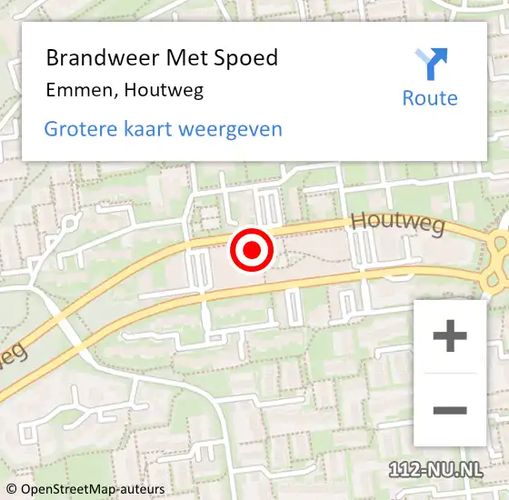 Locatie op kaart van de 112 melding: Brandweer Met Spoed Naar Emmen, Houtweg op 12 mei 2024 02:50