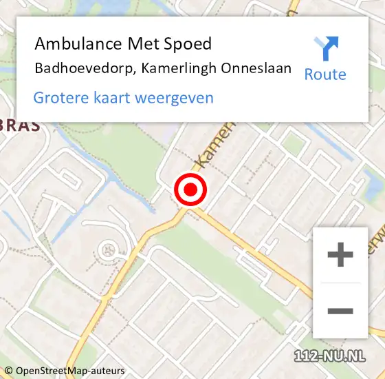 Locatie op kaart van de 112 melding: Ambulance Met Spoed Naar Badhoevedorp, Kamerlingh Onneslaan op 12 mei 2024 03:02