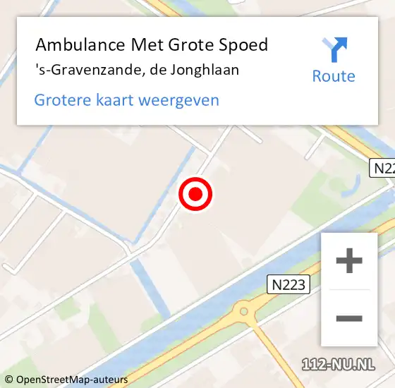 Locatie op kaart van de 112 melding: Ambulance Met Grote Spoed Naar 's-Gravenzande, de Jonghlaan op 12 mei 2024 03:09
