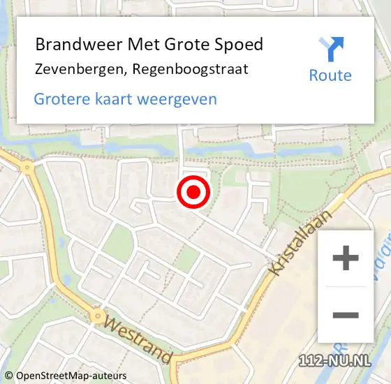 Locatie op kaart van de 112 melding: Brandweer Met Grote Spoed Naar Zevenbergen, Regenboogstraat op 12 mei 2024 03:23