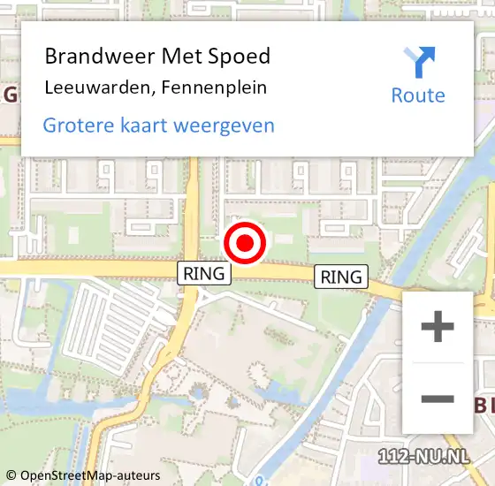 Locatie op kaart van de 112 melding: Brandweer Met Spoed Naar Leeuwarden, Fennenplein op 12 mei 2024 03:27