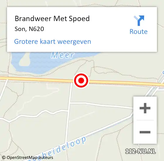 Locatie op kaart van de 112 melding: Brandweer Met Spoed Naar Son, N620 op 9 september 2013 19:18