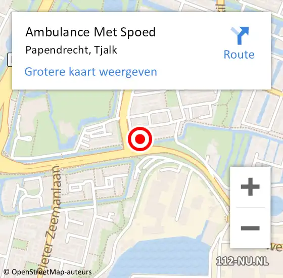 Locatie op kaart van de 112 melding: Ambulance Met Spoed Naar Papendrecht, Tjalk op 12 mei 2024 04:57