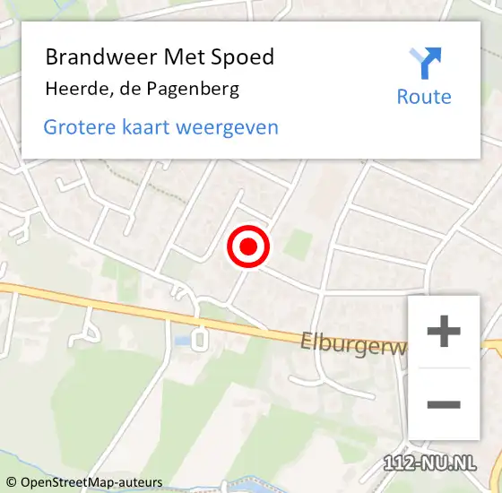 Locatie op kaart van de 112 melding: Brandweer Met Spoed Naar Heerde, de Pagenberg op 12 mei 2024 05:53